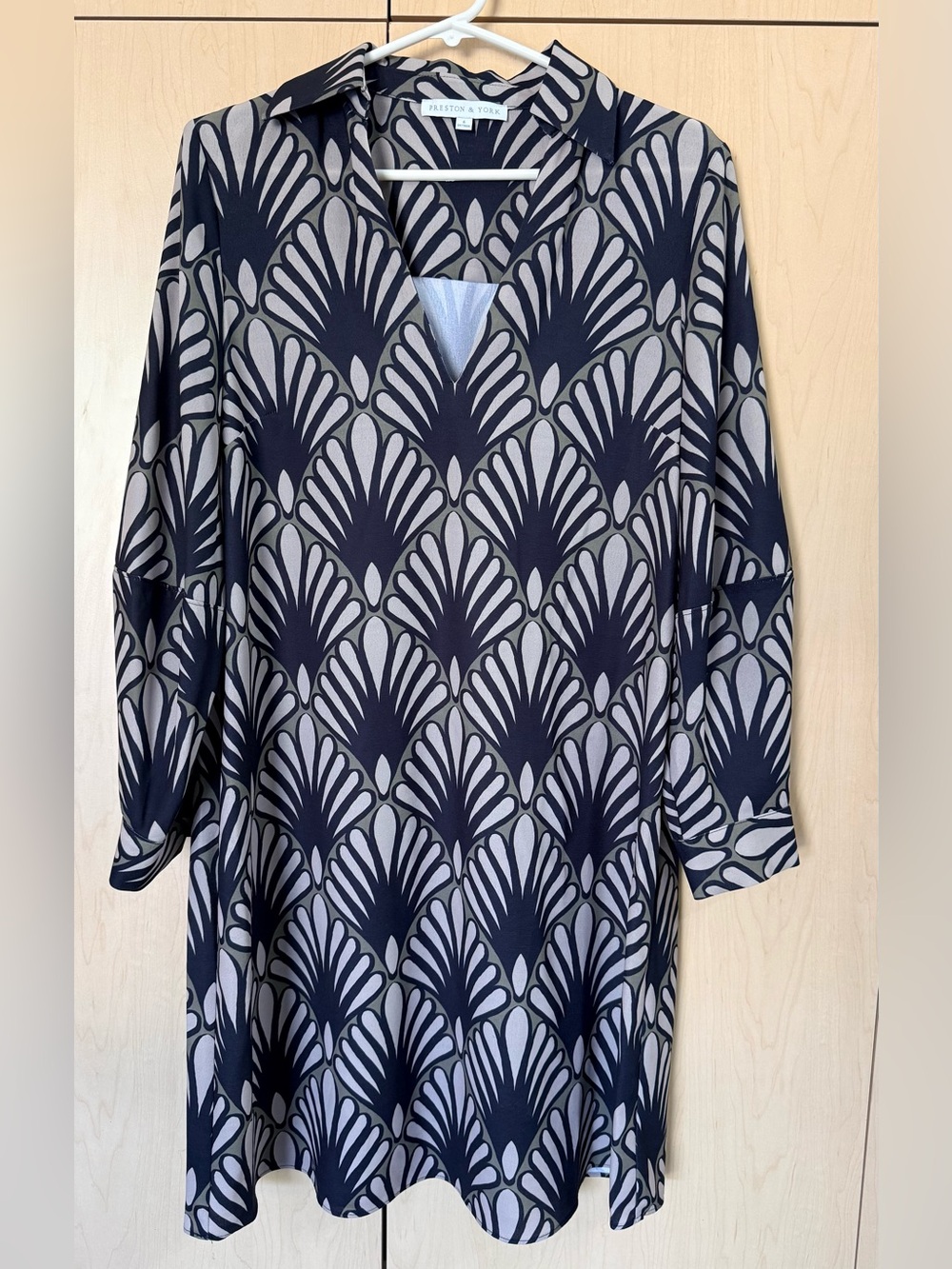 PRESTON & York Black and Tan Patterned Tunic Dress